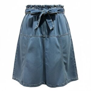 A-Line Soft Denim Skirt with Tie Waist